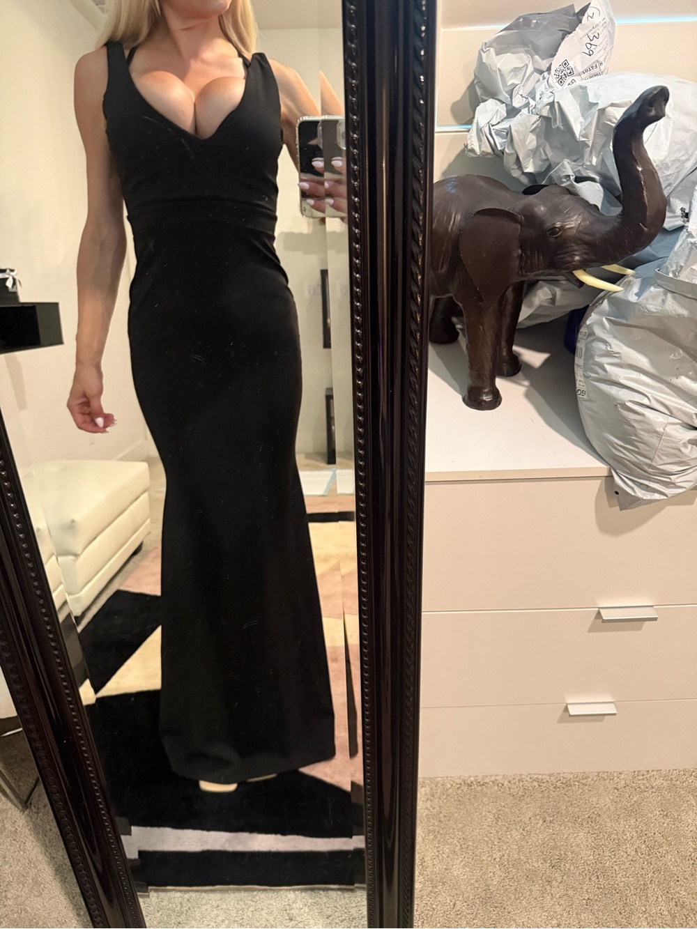Windsor Sleek Black Sleeveless Prom Gown